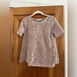 Lace mauve short sleeve shirt